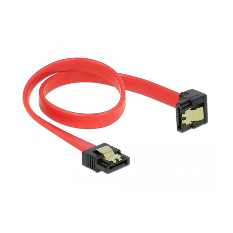 Delock SATA 6 Gb/s Kabel gerade auf unten gewinkelt 30 cm rot