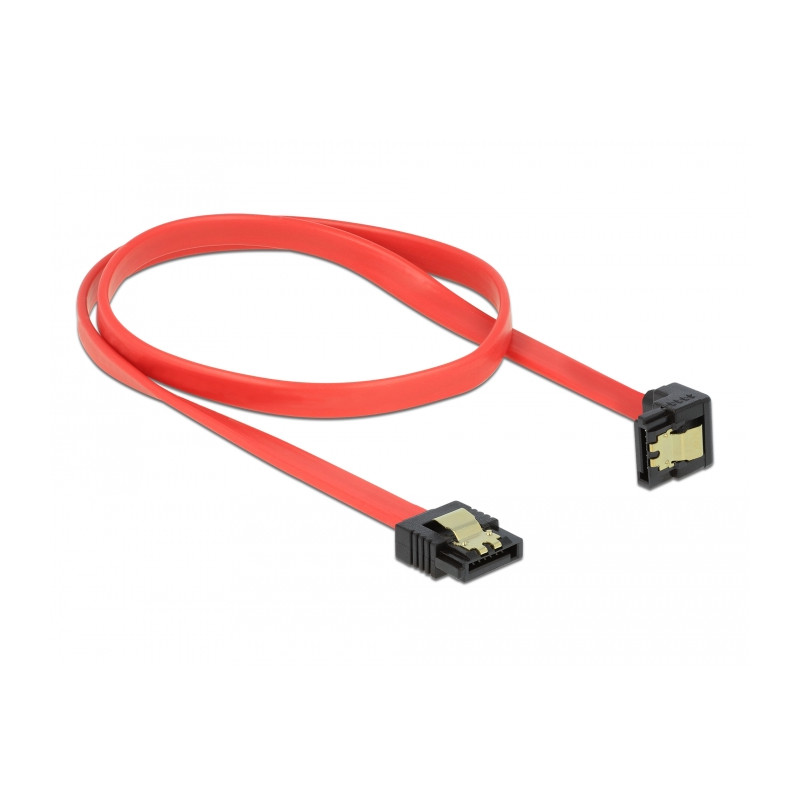 Delock SATA 6 Gb/s Kabel gerade auf unten gewinkelt 50 cm rot