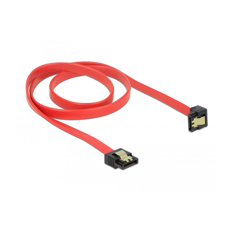 Delock SATA 6 Gb/s Kabel gerade auf unten gewinkelt 70 cm rot