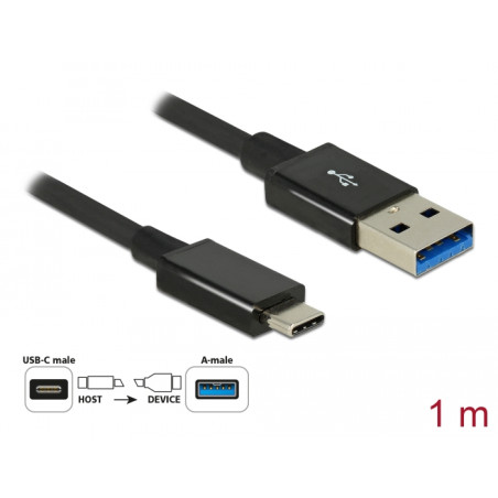 Delock USB 10 Gbps Kabel USB Type-C™ Stecker zu USB Typ-A Stecker 1 m koaxial schwarz Premium