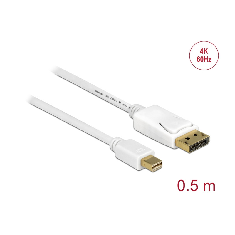 Delock Kabel Mini DisplayPort 1.2 Stecker - DisplayPort Stecker 4K 60 Hz 0,5 m