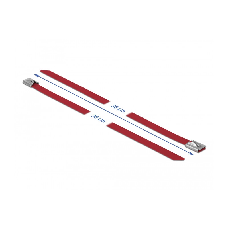 Delock Edelstahlkabelbinder L 300 x B 7,9 mm rot 10 Stück