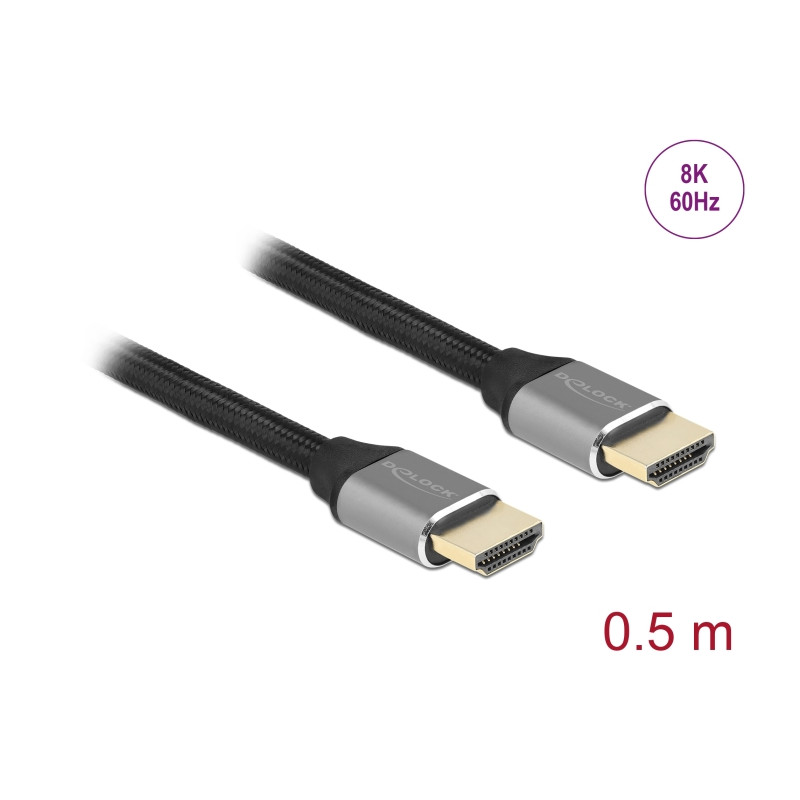 Delock Ultra High Speed HDMI Kabel 48 Gbps 8K 60 Hz grau 0,5 m zertifiziert