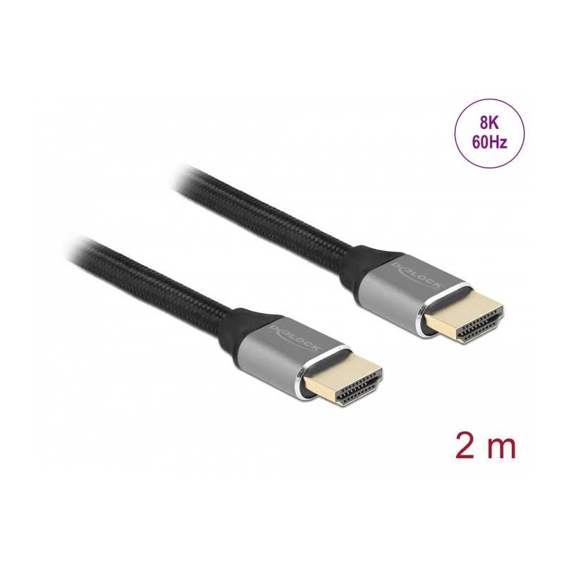 Delock Ultra High Speed HDMI Kabel 48 Gbps 8K 60 Hz grau 2 m zertifiziert