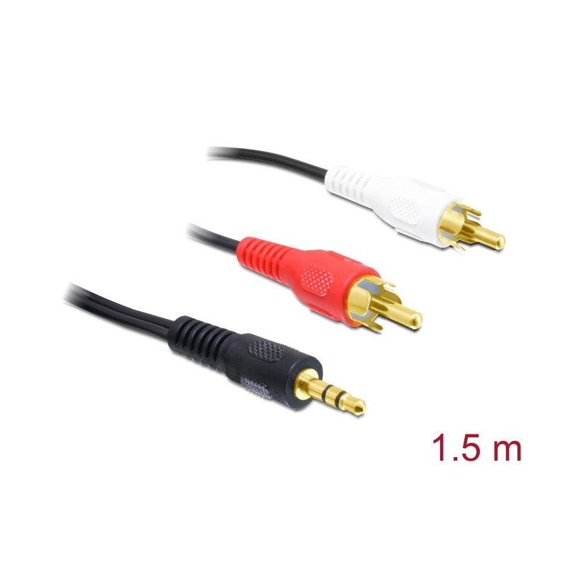 Delock Kabel Audio 3,5 mm Klinkenstecker - 2 x Cinch Stecker 1,5 m