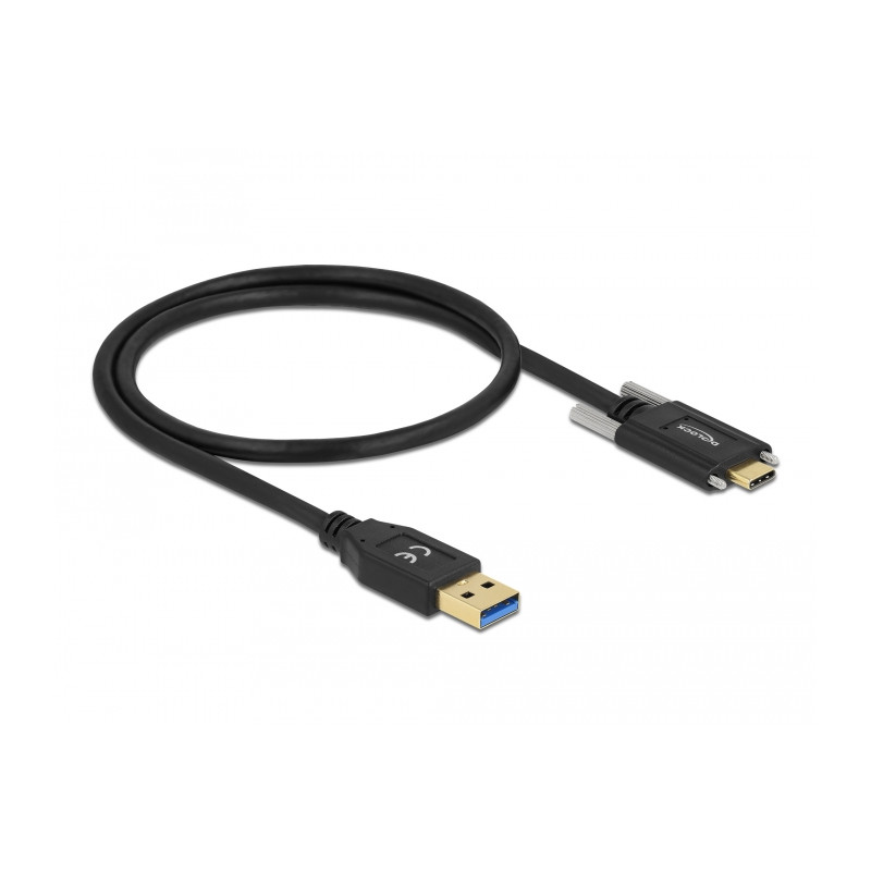 Delock USB 10 Gbps Kabel Typ-A Stecker zu USB Type-C™ Stecker mit Schrauben seitlich 0,5 m