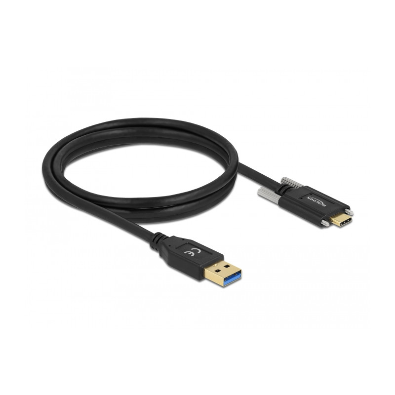 Delock USB 10 Gbps Kabel Typ-A Stecker zu USB Type-C™ Stecker mit Schrauben seitlich 1,5 m