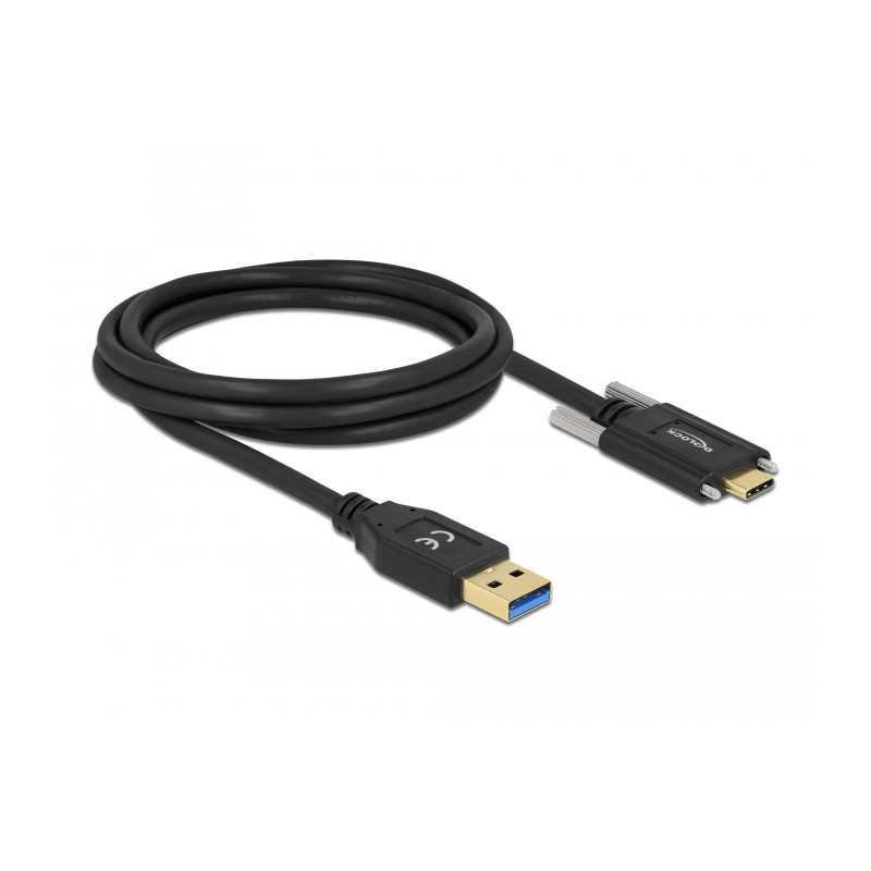 Delock USB 10 Gbps Kabel Typ-A Stecker zu USB Type-C™ Stecker mit Schrauben seitlich 2 m
