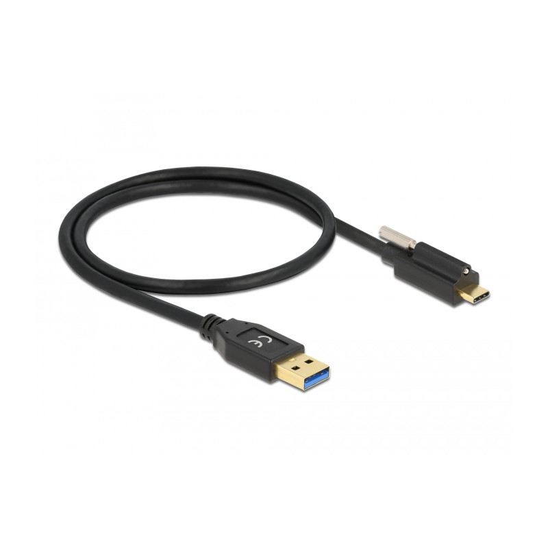 Delock USB 10 Gbps Kabel Typ-A Stecker zu USB Type-C™ Stecker mit Schraube oben 0,5 m