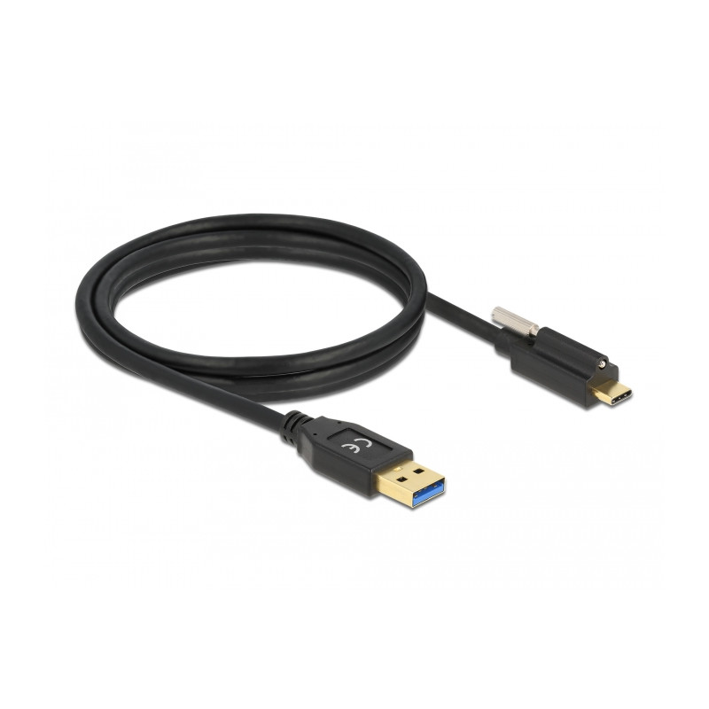 Delock USB 10 Gbps Kabel Typ-A Stecker zu USB Type-C™ Stecker mit Schraube oben 1,5 m