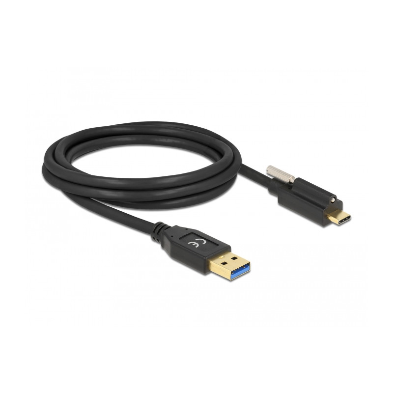 Delock USB 10 Gbps Kabel Typ-A Stecker zu USB Type-C™ Stecker mit Schraube oben 2 m