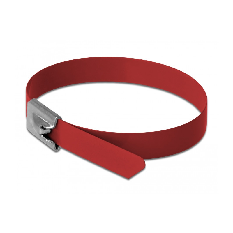 Delock Edelstahlkabelbinder L 500 x B 7,9 mm rot 10 Stück