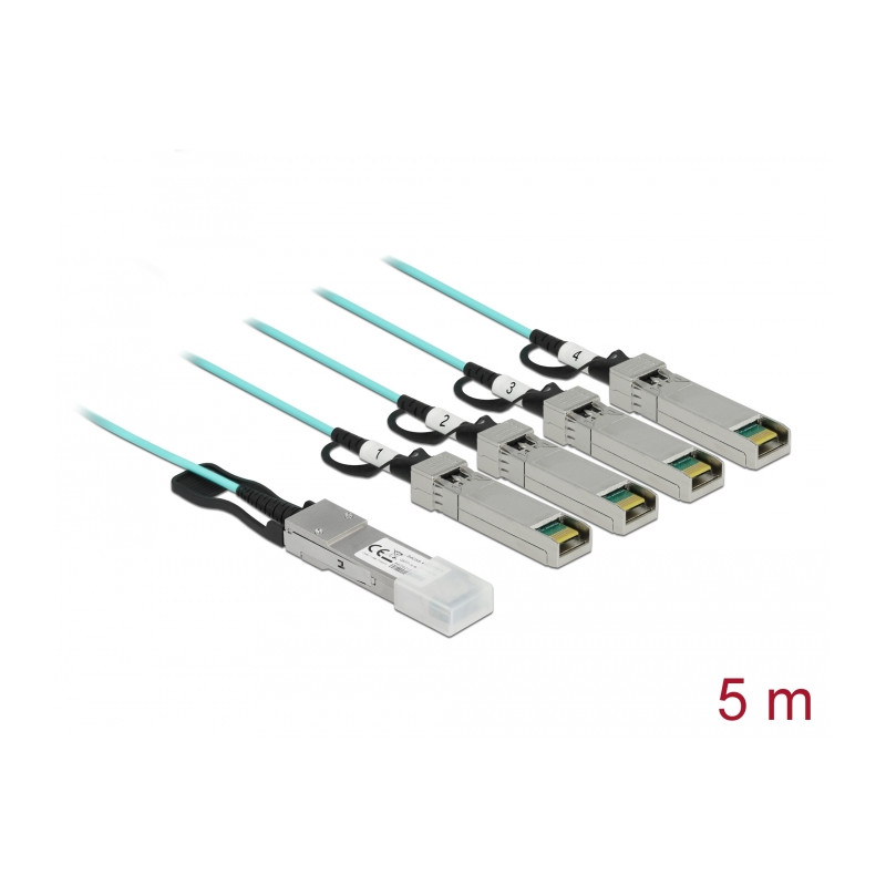 Delock Aktives Optisches Kabel QSFP+ zu 4 x SFP+ 5 m