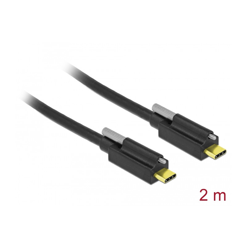 Delock USB 10 Gbps Kabel USB Type-C™ Stecker zu USB Type-C™ Stecker mit Schraube oben 2 m schwarz