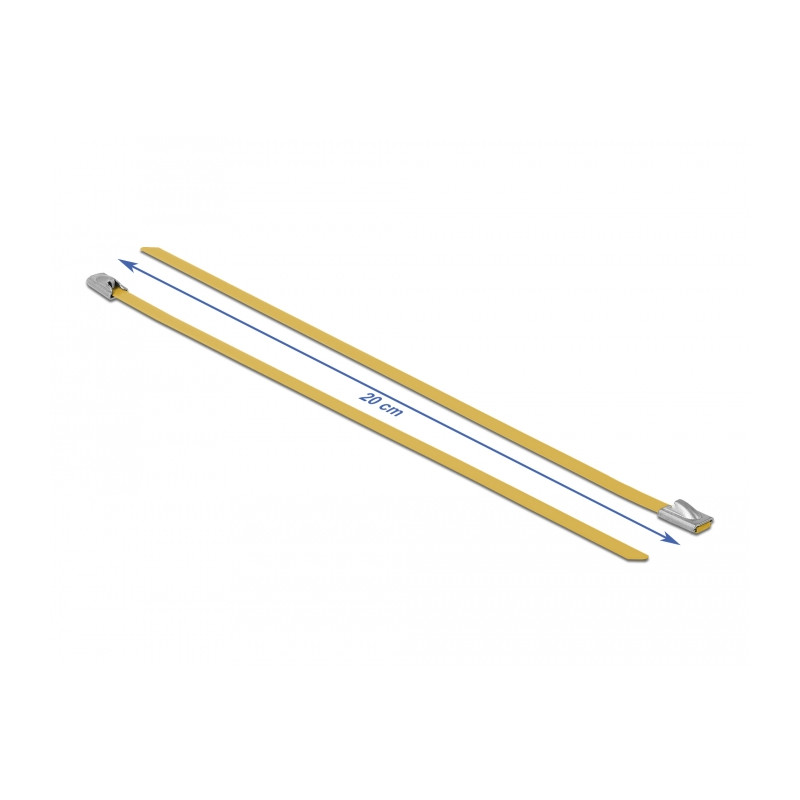Delock Edelstahlkabelbinder L 200 x B 4,6 mm gelb 10 Stück