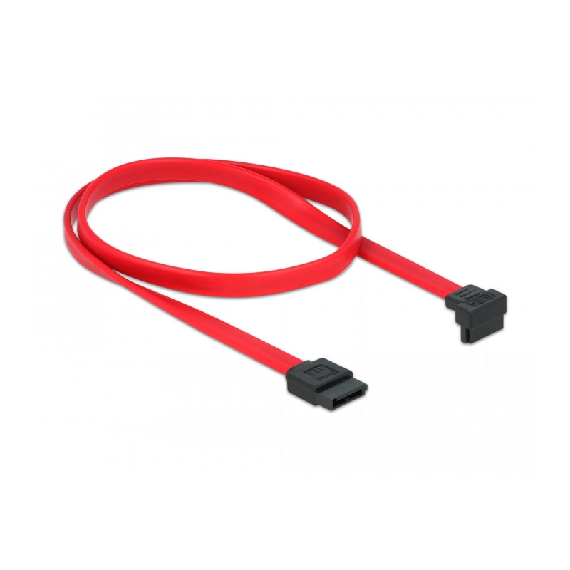Delock SATA 3 Gb/s Kabel gerade auf unten gewinkelt 50 cm rot