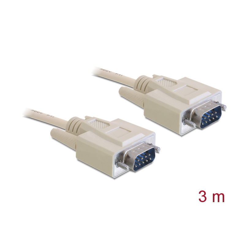Delock Serielles Kabel D-Sub 9 Stecker zu Stecker 3 m