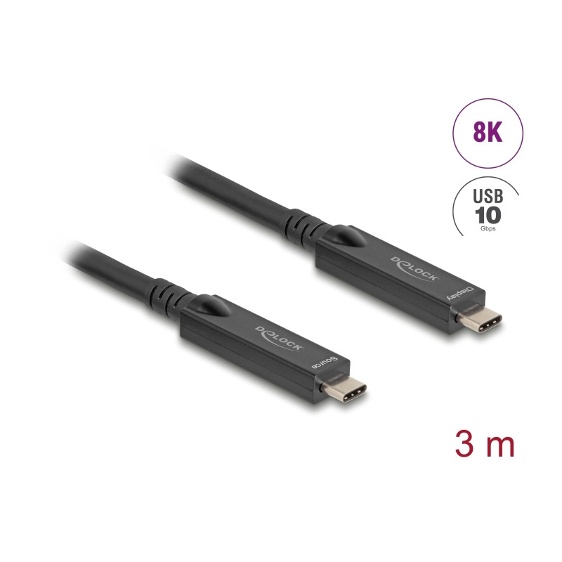 Delock Aktives Optisches USB-C™ 8K Video + Daten + PD Kabel 3 m