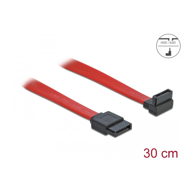 Delock SATA 3 Gb/s Kabel gerade auf oben gewinkelt 30 cm rot