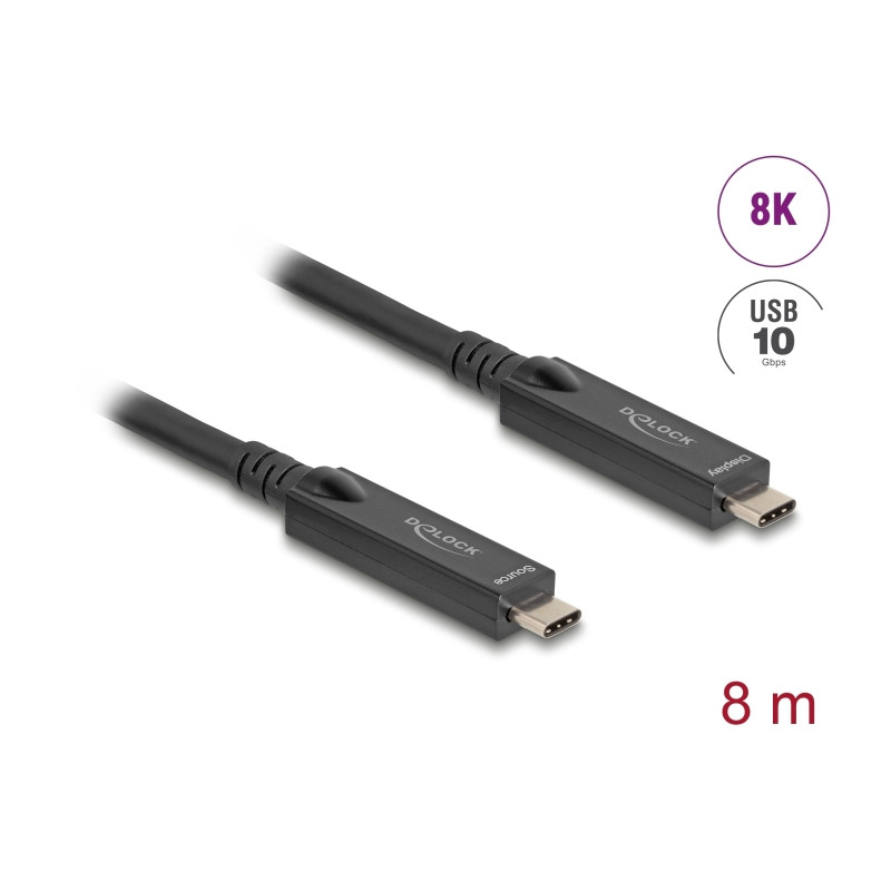 Delock Aktives Optisches USB-C™ 8K Video + Daten + PD Kabel 8 m