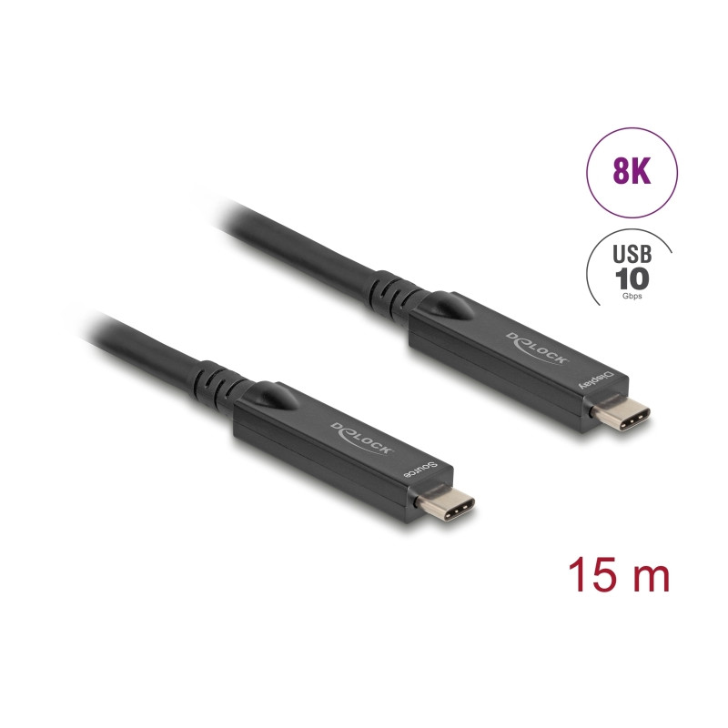 Delock Aktives Optisches USB-C™ 8K Video + Daten + PD Kabel 15 m