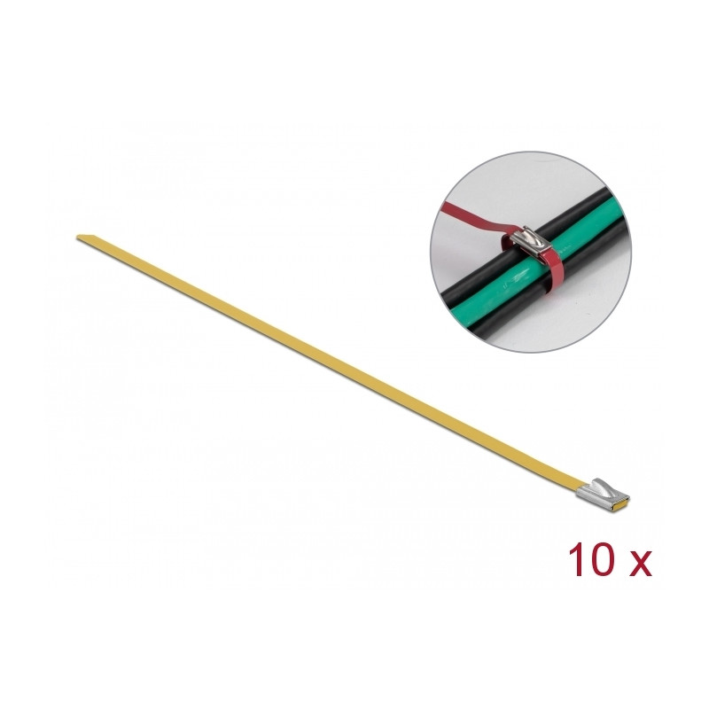 Delock Edelstahlkabelbinder L 500 x B 4,6 mm gelb 10 Stück