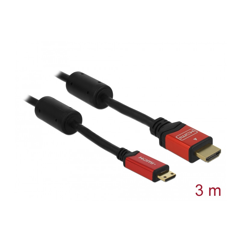 Delock Kabel High Speed HDMI mit Ethernet - HDMI A Stecker - HDMI Mini-C Stecker 4K 3 m