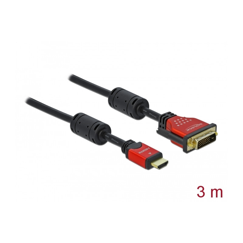 Delock HDMI zu DVI 24+1 Kabel bidirektional 3 m