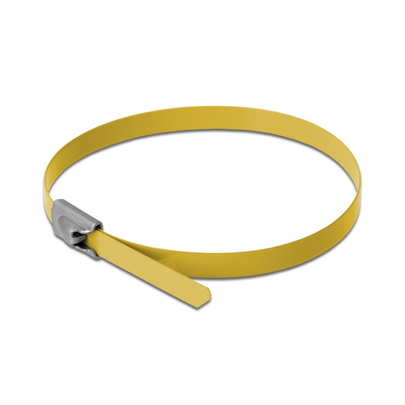 Delock Edelstahlkabelbinder L 500 x B 4,6 mm gelb 10 Stück