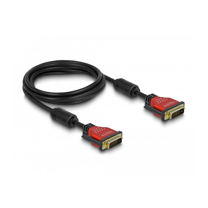 Delock Kabel DVI 24+1 Stecker - DVI 24+1 Stecker 2 m rot Metall