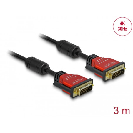 Delock Kabel DVI 24+1 Stecker - DVI 24+1 Stecker 3 m rot Metall