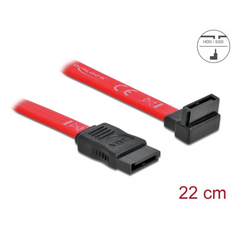 Delock SATA 3 Gb/s Kabel gerade auf oben gewinkelt 22 cm rot