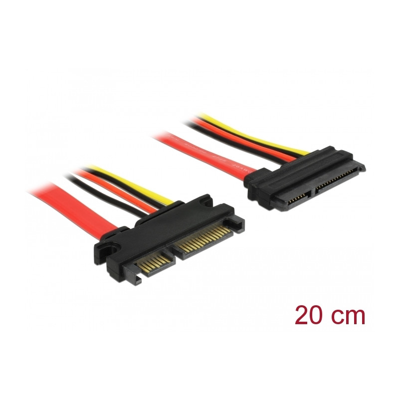 Delock Verlängerungskabel SATA 6 Gb/s 22 Pin Stecker - SATA 22 Pin Buchse (5 V + 12 V) 20 cm