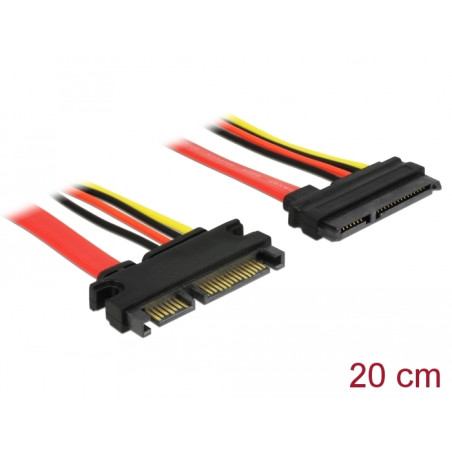 Delock Verlängerungskabel SATA 6 Gb/s 22 Pin Stecker - SATA 22 Pin Buchse (5 V + 12 V) 20 cm