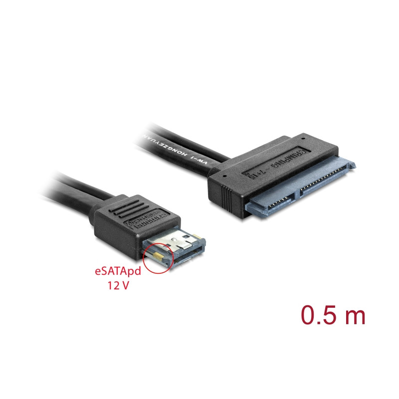 Delock Kabel eSATApd 12 V - SATA 22 Pin 2.5 / 3.5 HDD 0,5 m