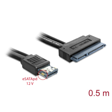 Delock Kabel eSATApd 12 V - SATA 22 Pin 2.5 / 3.5 HDD 0,5 m