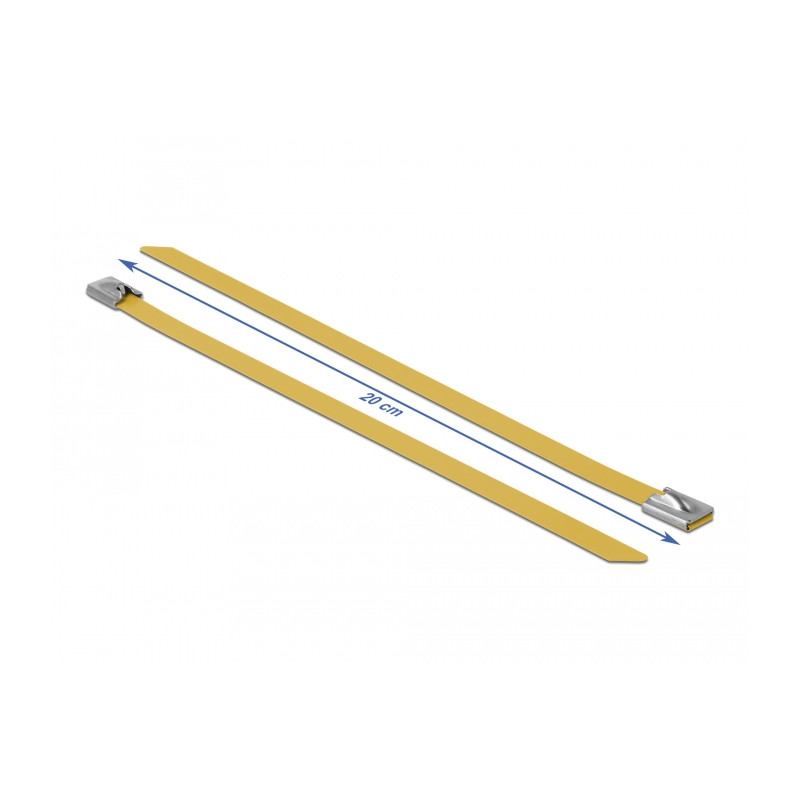 Delock Edelstahlkabelbinder L 200 x B 7,9 mm gelb 10 Stück