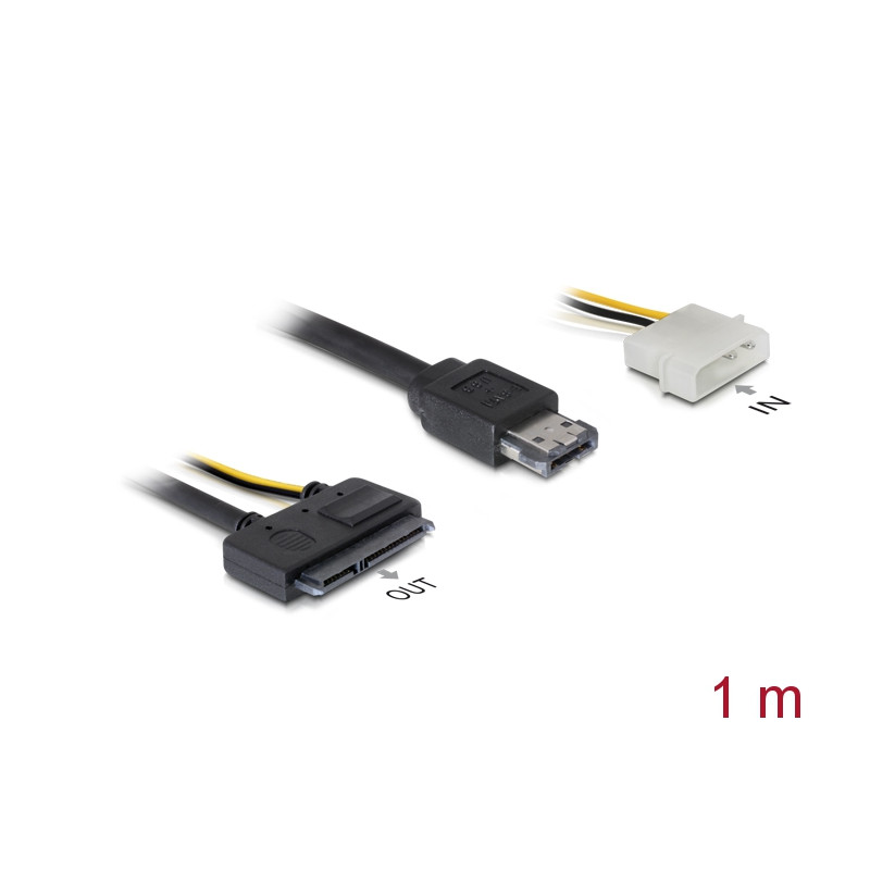 Delock Kabel eSATAp - SATA 22pin 2½" - 3½" HDD 1m