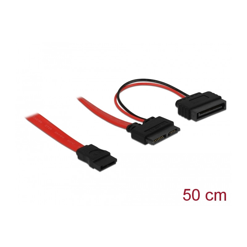 Delock Kabel Slim SATA Buchse - SATA 7 Pin + SATA 15 Pin 5 V 50 cm