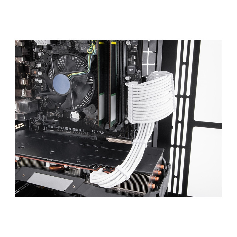 Delock PSU Verlängerungskabel Set 30 cm 5-teilig Sleeved mit Kabelkämmen (1 x 24 Pin ATX, 1 x 12 + 4 Pin 12VHPWR PCIe 5.0, 1 x 4