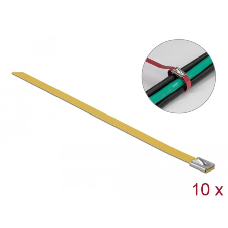 Delock Edelstahlkabelbinder L 400 x B 7,9 mm gelb 10 Stück