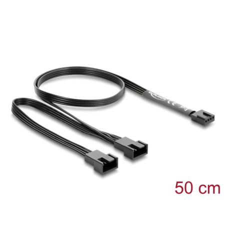 Delock Y-Lüfterkabel 1 x 4 Pin PWM Buchse zu 2 x 4 Pin PWM Stecker schwarz – 50 cm Länge mit 20 cm Abzweigen