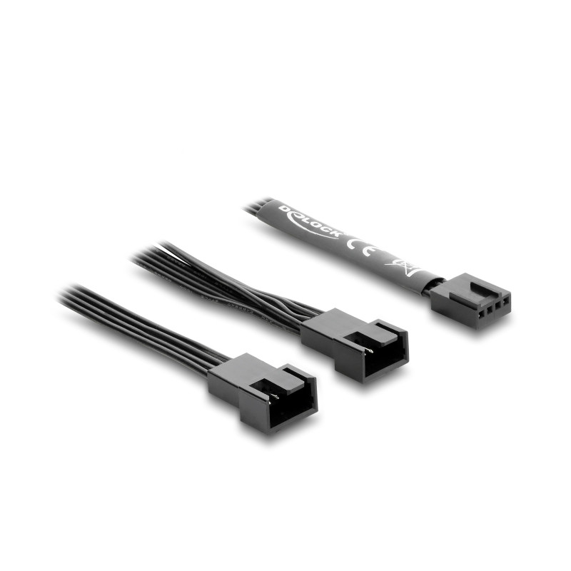 Delock Y-Lüfterkabel 1 x 4 Pin PWM Buchse zu 2 x 4 Pin PWM Stecker schwarz – 50 cm Länge mit 20 cm Abzweigen