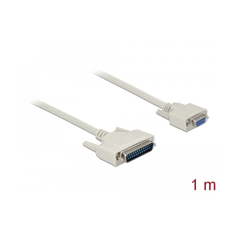 Delock Serielles Kabel D-Sub 25 Stecker zu D-Sub 9 Buchse 1 m