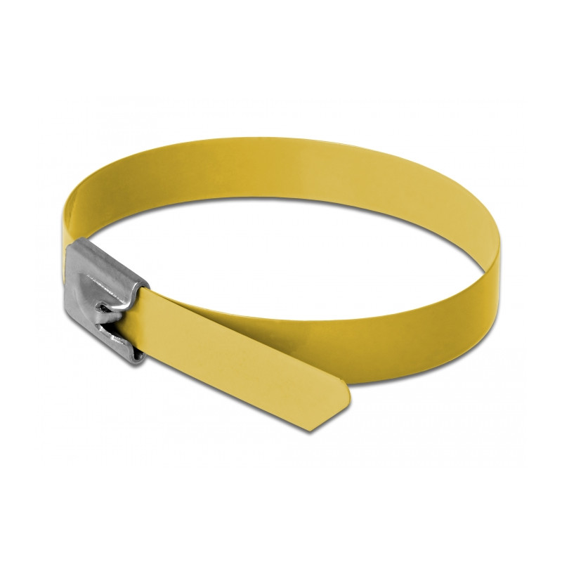 Delock Edelstahlkabelbinder L 400 x B 7,9 mm gelb 10 Stück