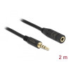 Delock Klinkenverlängerungskabel 3,5 mm 4 Pin Stecker zu Buchse 2 m schwarz
