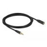 Delock Klinkenverlängerungskabel 3,5 mm 4 Pin Stecker zu Buchse 2 m schwarz