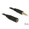 Delock Klinkenverlängerungskabel 3,5 mm 4 Pin Stecker zu Buchse 5 m schwarz