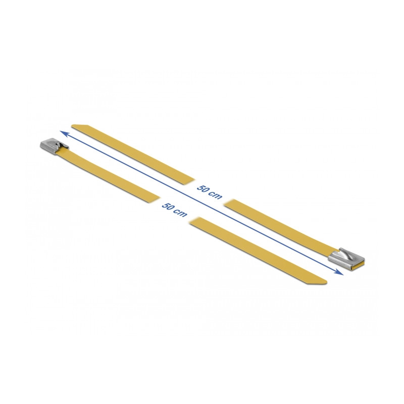 Delock Edelstahlkabelbinder L 500 x B 7,9 mm gelb 10 Stück