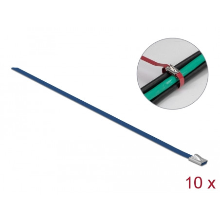 Delock Edelstahlkabelbinder L 200 x B 4,6 mm blau 10 Stück